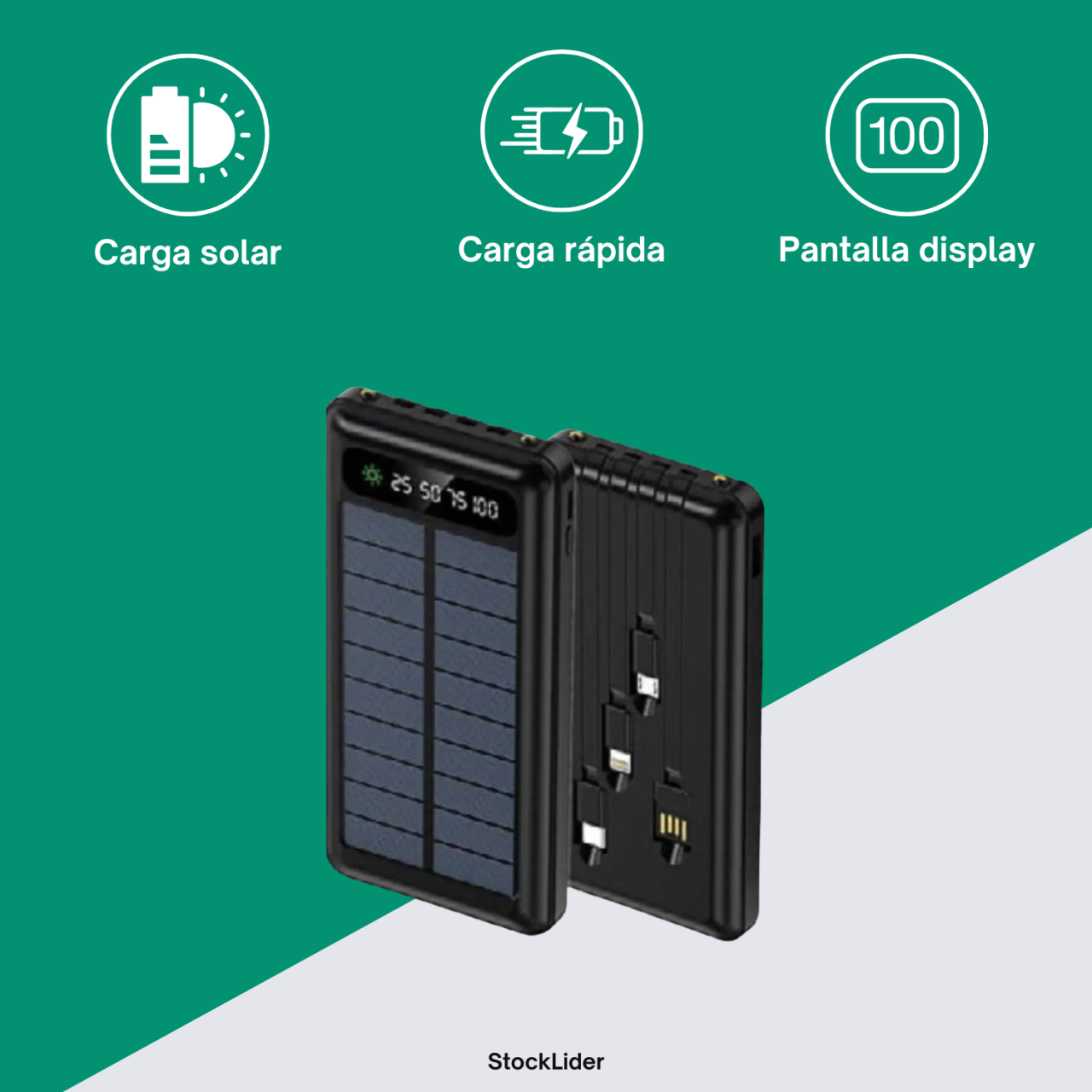 Powerbank con carga solar de 10.000 mAh