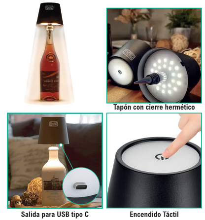 Lámpara LED de Botella Inalámbrica para dar calidez a cualquier espacio