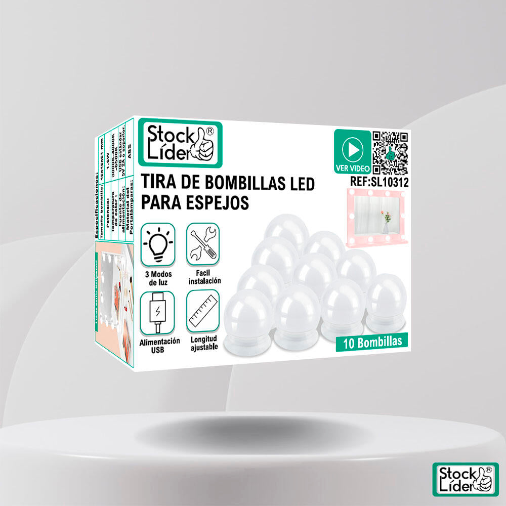 Tira de Bombillas LED para Espejo – Iluminación Profesional para Maquillaje.