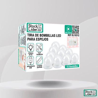 Tira de Bombillas LED para Espejo – Iluminación Profesional para Maquillaje.