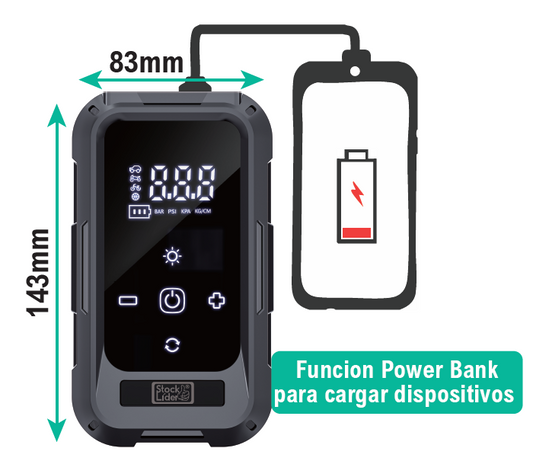 Inflador Digital Portátil 2 en 1
