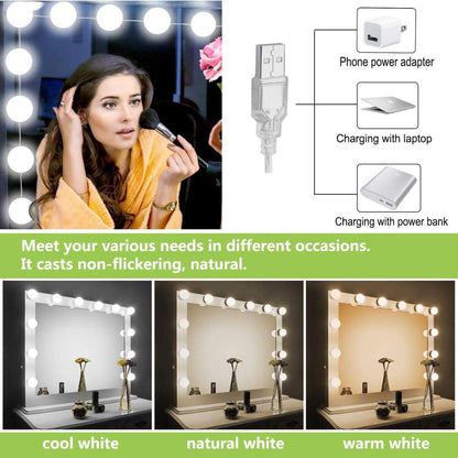 Tira de Bombillas LED para Espejo – Iluminación Profesional para Maquillaje.